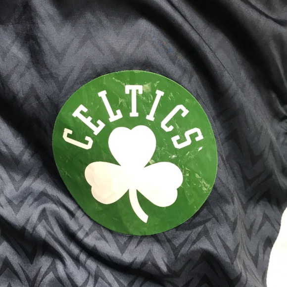 Celtics Adidas Track Jacket Full Zip Polyester Stretch Green Gray Mens Medium - Picture 6 of 9